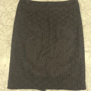 J Crew Lace Black Pencil Skirt